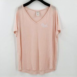 V Neck T Shirt Women’s L Short Sleeve Slouchy Top Relaxed